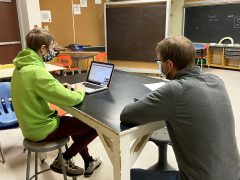 An NNDSB student and teacher engaged in a virtual coaching session with LEARNstyle to support the use of SEA technology in the classroom.